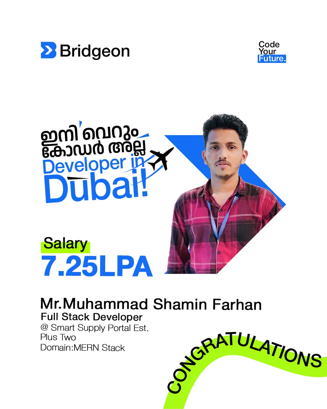 Muhammad Shamin Farhan — Placed at Bridgeon